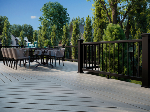 Tide Pool is one of two new colors to join the Trex Enhance® decking collection. (Photo: Business Wire)